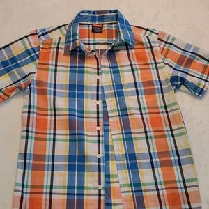 Wrangler Boys Short Sleeve Plaid Button Down Dress Shirt,  Size large 10-12